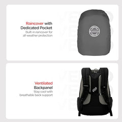 HARISSONS Vervo 40L Waterproof Laptop Backpack for Men & Women | Fits 15.6" Laptop with Sternum Strap, Quick Access Pocket, Detachable Key Holder, Organized Compartments & Raincover (Grey)