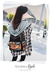 JUBLYN Ethnic Style Waterproof Oxford Backpack - Ladies Fashion Travel Canvas Large Capacity Nylon Student School Laptop Bag, Girls Printing Backpack (Human Black)