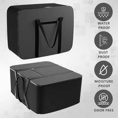 Kuber Industries Pack of 3 Storage Bag | Clothes Storage Bag | Rexine Underbed Storage Bag | Wardrobe Organizer for Blanket-Comforters | Foldable Attachi Bag | Black Patti | Large | Grey