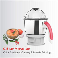 Vidiem EVA Royal 750W Mixer Grinder with 3 Jars | 750W mixer Grinder | 2 Years Product Warranty & 5 Years Motor Warranty | Red & Black
