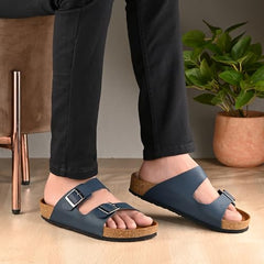 Centrino Sandals for Men | Berkin-Style Slip-On Casual Sandal with Open Toe Design |Lightweight On-Grip Sole for Outdoor Wear|Men Open Toe Buckle Strap Sandals| Summer Slip-On Slipper|Perfect For Monsoon Rainy Season NAVY 13 UK(7313)