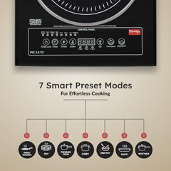 Prestige PIC 2.0 V2 2000-Watt Induction Cooktop with Touch Panel |Radiant|Black