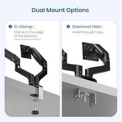 Portronics Aerolift Solo Gas Spring Monitor Arm, Desk Mount for 13–32 Inch Screens, VESA 75x75 & 100x100 mm, Full Motion Tilt/Swivel/Rotation, C-Clamp & Grommet Installation, Aluminium Build