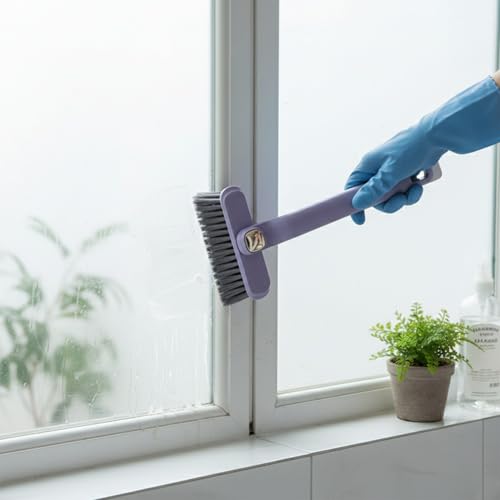 MOMISY 360° Rotating Gap Cleaning Brush, Hard Bristle Crevice Brush for Corners, Multi-Function Cleaning Tool (Purple)