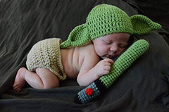 MOMISY Newborn Photography Prop 3Pcs Handmade Crochet Knitted Hat Diaper Cover Weapon Costume Photo Outfit for Baby Boy/Girl-Solider, Green & Cream