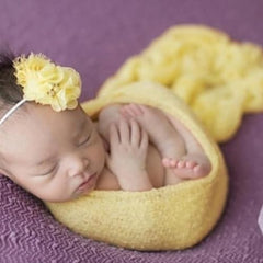 MOMISY Baby Photography Photoshoot Blanket, Newborn Photo Props Swaddle Wrap, Breathable Pack of 1 (Yellow, Baby)