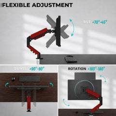 STAR WORK Single Monitor Desk Mount for 13–34” Inch Screens, Heavy Duty Adjustable VESA Monitor Arm with C-Clamp & Grommet Base | Full Motion Tilt & Swivel Rotation (Purple Arm Stand)