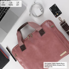 VISMIINTREND Laptop Leather Bag for Man | Coffee Brown