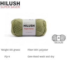 HILUSH super saver,Poly Yarn PACK OF 2 BALLS (1 Ball/100 Gram Each) Ball Supersoft Hand Knitting Wool Ball, Suitable for Craft, Crochet, Amigurumi, Embroidery, Toys, Garments, Flowers and Hobby Projects , Shade no - (grey)