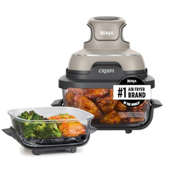 Ninja Crispi 1700W CleanCrisp Glass Air Fryer | 1.4L & 3.8L containers, Microwave, Freezer and PFAS Safe, Non-Toxic Glass Portable Cooking System with 2 year Warranty