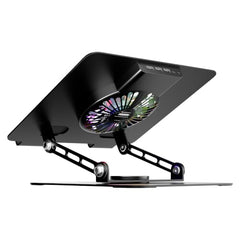 Zebronics NS5500 Rotatable Laptop Cooling Stand, Up to 17-Inch, 360° Rotation, Metal Body, USB Powered Cooling, LED Lights, 3 USB, 2 Type-C Ports, Multi-Angle, Foldable, 5kg Capacity,Anti Rust (Black)