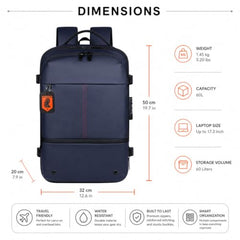 KARRIER Vacuum Compression Backpack with Built-in System for Clothes & Gear Laptop Bags Backpacks for Men and Women 3-in-1 Space-Maximizing Organizer (BLUE)