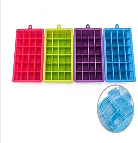SYGA 24 Grid Cube Silicone Square Ice Cube Mold Tray Easy Release Square Shape Mini Stroage Tray Baby Food, Chocolate, Fruit Ice Cube Cocktail Whiskey Ice Tray Kitchen & Bar Accessories-Random Colour