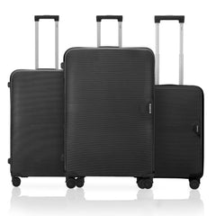 HRX Parabola 3-Piece Luggage Set Intergallcatic Grey Polypropylene Hard Shell Suitcase Set - Premium Travel Trolley Bags with 8 Spinner Wheels, Number Lock & Water Resistant Body
