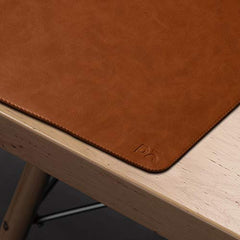 DailyObjects Large Premium Vegan Leather Desk Mat|Anti-Skid|Anti-Slip|85*45cm|Reversible Desk spread Turf Desk/Laptop Mat for Work from Home/Office/Gaming- Extended mouse pad and keyboard desk pad-Tan