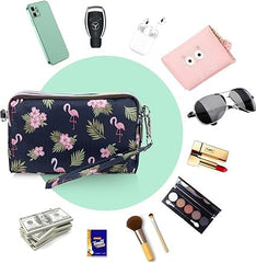 MOMISY Women's Girls Clutch | Zipper | Ladies Purse Wallet Girls (Flamingo)