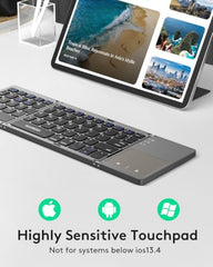 Samsers Foldable Bluetooth Keyboard with Touchpad, Ultra Slim Compact,Black