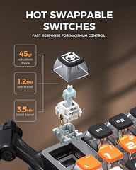 GravaStar Mercury K1 Pro 75% Wireless Mechanical Gaming Keyboard, Hot-Swap