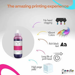 Needle GI 71 Compatible Refill Ink | Made in India | (CMYK 4x1 KG with EazyFill Cap) for Canon Pixma G1020 G2020 G3020 G2060 G3060 G1737 G2770 G3770 G4770 G1730 G2730 G3730 Printers