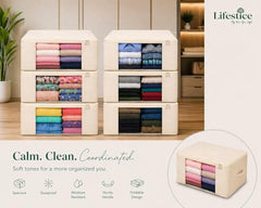 lifestice Cotton Clothes Storage Bags with Zipper|Cotton Canvas bags | Lehenga Storage Bags Big Size For Women's Dresses, Sarees, Lehengas (PACK OF 9)