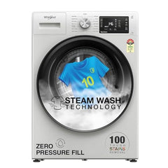 Whirlpool Smart Choice 9 Kg Steam Wash Technology 5 Star Inverter Front Load Fully Automatic Washing Machine with In-Built Heater (SUPREME CARE 9014-E, Midnight Grey, 100+ Tough Stains, 1400 RPM)