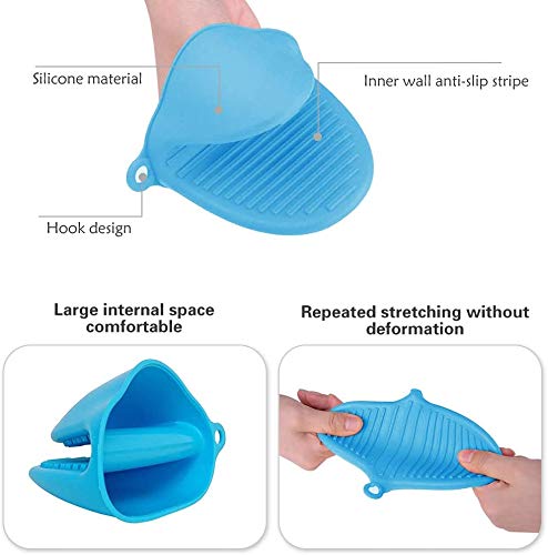 SYGA Set of 2 Silicone Pinch Grip Mitten Oven Mitt Gripper Grip Kitchen Potholder Utensil Tool, Blue - 2 Pcs