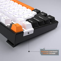 MageGee 75% Mechanical Gaming Keyboard with Brown Switch, LED White Backlit Keyboard, 87 Keys Compact TKL Wired Computer Keyboard for Windows Laptop PC Gamer - Retro Grey/White