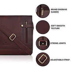 WildHorn Genuine Leather Laptop Messenger Bag for Men | Stylish Office Bag with a Padded Laptop Compartment & Adjustable Strap | Designed to Fit Laptops up to 14 Inches | Backed by a 1-Year Warranty