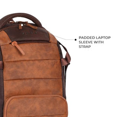 Gear Aspire 3 19"/35L Large Faux Leather Water Resistant Laptop Backpack | Casual Backpack | Daypack | Travel Backpack | College Bag For Men/Women (Brown - Brown)