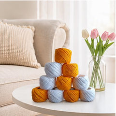 Crochet Cotton Thread Yarn Combo, 10 Rolls for Knitting, Crochet, Embroidery and Craft Making, Soft Decorative Thread for Handmade DIY Projects, Yellow & Green