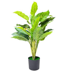 GARDEN GYANI Artificial Areca Palm Plant with Black Pot – 145 cm Tall Faux Tropical Decorative Plant with 35 Leaves for Home, Office & Living Room Décor
