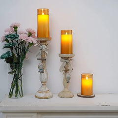 Flameless LED Pillar Candle Set of 2 | Acrylic Fiber Glass | Dancing Faux Wick | Remote Control with Battery Operated 3 AA | Home Décor & Gifting | 3" D x 6" H | Red
