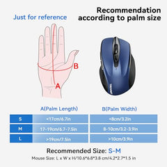 TECKNET Wireless Mouse, BT 5.0/2.4G, Rechargeable 6-DPI Silent, Grey