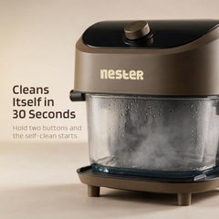 Nester Home Cook Glass Air Fryer 6.2 Ltr with 6mm Borosilicate Glass bowl and SteamLock™ Technology | 1600 W | 9 Smart Presets | Auto Clean Function | 100% Toxin Free | 3-year Warranty | Dalgona Brown