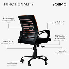 Amazon Brand - Solimo Worklo Mid Back Office Chair for Work from Home | Study | Revolving | Computer (Heavy Duty Powder Coated Metal Base, Stylish Black Mesh)