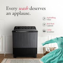 SHARP 9.0 kg, 5 star, Semi-Automatic Top Loading Washing Machine with HydroBlast Wash, Quadroniq Pulsator, 1300 RPM (ES-SD90NB-PR, Ruby Red, Pure Wave)