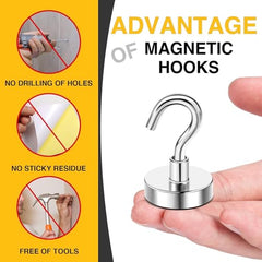 DIYMAG Magnetic Hooks 15pcs 30lbs Cruise Essentials 2026 Magnet Hook | Neodymium Heavy Duty Strong Magnets Hanging Ship Cabins Refrigerator Fridge Classroom Beach Vacation Kitchen Grills Home Tool