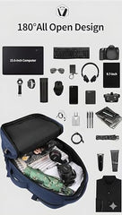 Wesley Luxur 45 Ltrs Overnighter Expandable Travel Laptop Backpack, Flight Cabin Approved Carry On with 16 inch Laptop Compartment, Anti Theft feature business/Travel/Weekender/college Charcoal Black