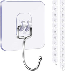 JIALTO Adhesive Hooks, Heavy Duty 5 kg Wall Hooks, Nail-Free Reusable Stainless Steel Sticky Hangers for Multipurpose Kitchen, Bathroom & Home (10 Pcs)