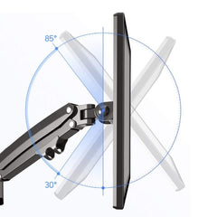 22''- 35'' Dual Monitor Desk Mount Stand Full Motion Swivel Monitor Arm Gas Spring Upto 12kg H180