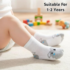 MOMISY 5 Pairs Baby Girl Boys Tube Socks Toddlers Infant Solid Color Boat Spring and Autumn Socks Stretch Baby Sock - Multicolor (IN, Age, 1 Year, 2 Years, Bear/)