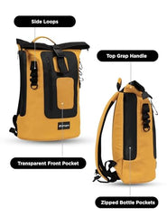 CarryPro MOJO V2.0-20L Everyday Laptop Backpack, Fits Up to 15.6 Inch Roll Top Laptop Bag for Office, College & Travel, Water Resistant Fabric, Ultra Lightweight Bag, 1 Year Warranty - Hot Orange