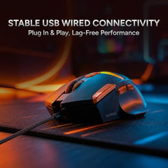 KARNAGE by EVM Inferno Wired RGB Gaming Mouse | 12800 DPI | Instant 825 Sensor | 8 Programmable Buttons | 1000Hz Polling Rate | 14 RGB Modes | 75g Ergonomic Design | Braided Cable | PC/Mac | Black
