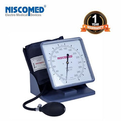 Niscomed PW-217 Manual Sphygmomanometer | Aneroid Blood Pressure Monitor with Cuff Bulb and Valve | Manual BP Clock Model for Home Clinic Hospital Use (Blue)