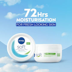 NIVEA Soft Moisturizing Cream, Lightweight Non-Sticky Daily Moisturizer with 72Hr Hydration, Vitamin E & Jojoba Oil | Hydrating Face, Body & Hand Cream for Dry to Normal Skin | Soft Glowing Skin - 300ml