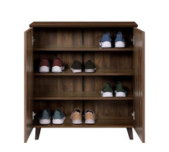 DeckUp Ivy Engineered Wood 2-Door Shoe Rack (Walnut, Matte Finish)