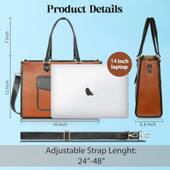 Womanix Laptop Tote Bag,14 inch Laptop Bag, Shoulder Bags With Back Trolley Strap, Casual Briefcase, Handbag for Travel, Office, College,Work