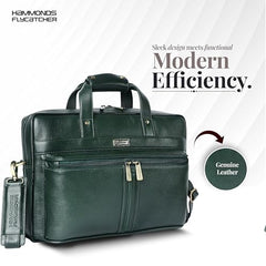 Hammonds Flycatcher Genuine Leather 15.6 Inch Laptop Office Bag for Men | 15.6” Padded Laptop Sleeve| 3 Zip Pockets| Detachable & Adjustable Strap| Pen,Wallet & Mobile Pocket |Durable|1 Year Warranty