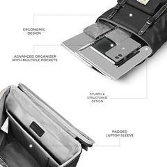Gear Classic 16.5"/21L Medium Water Resistant Faux Leather Anti Theft Knapsack | Laptop Bag | Casual Bag | Travel Bag for Men/Women (Green - Brown)