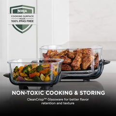 Ninja Crispi 1700W CleanCrisp Glass Air Fryer | 1.4L & 3.8L containers, Microwave, Freezer and PFAS Safe, Non-Toxic Glass Portable Cooking System with 2 year Warranty